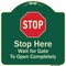 Signmission Designer Series-Stop Wait For Gate To Open Completely With Symbol, 18" x 18", G-1818-9883 A-DES-G-1818-9883 - alternate 1